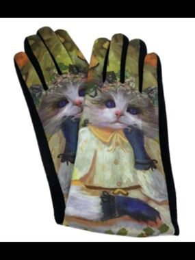Women's Winter Warm Fashion Colourful Gloves With Cat Cats Lover